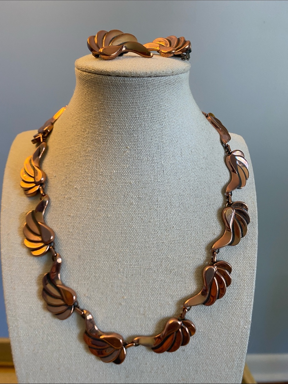 Vintage Renoir Copper Demi-Parure Necklace & Earrings Signed